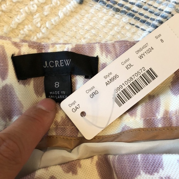 NWT J Crew Pleated Linen Blend Wide Leg Pants Sz 8 Lilac Giraffe Print Lined - Picture 4 of 11